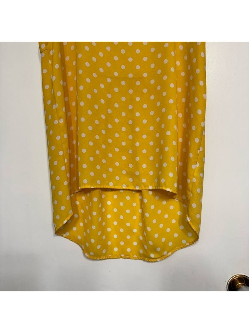 Pleione Yellow White Polka Dot Tank Top Women’s Small High Low Hem Preppy Retro - Picture 3 of 12
